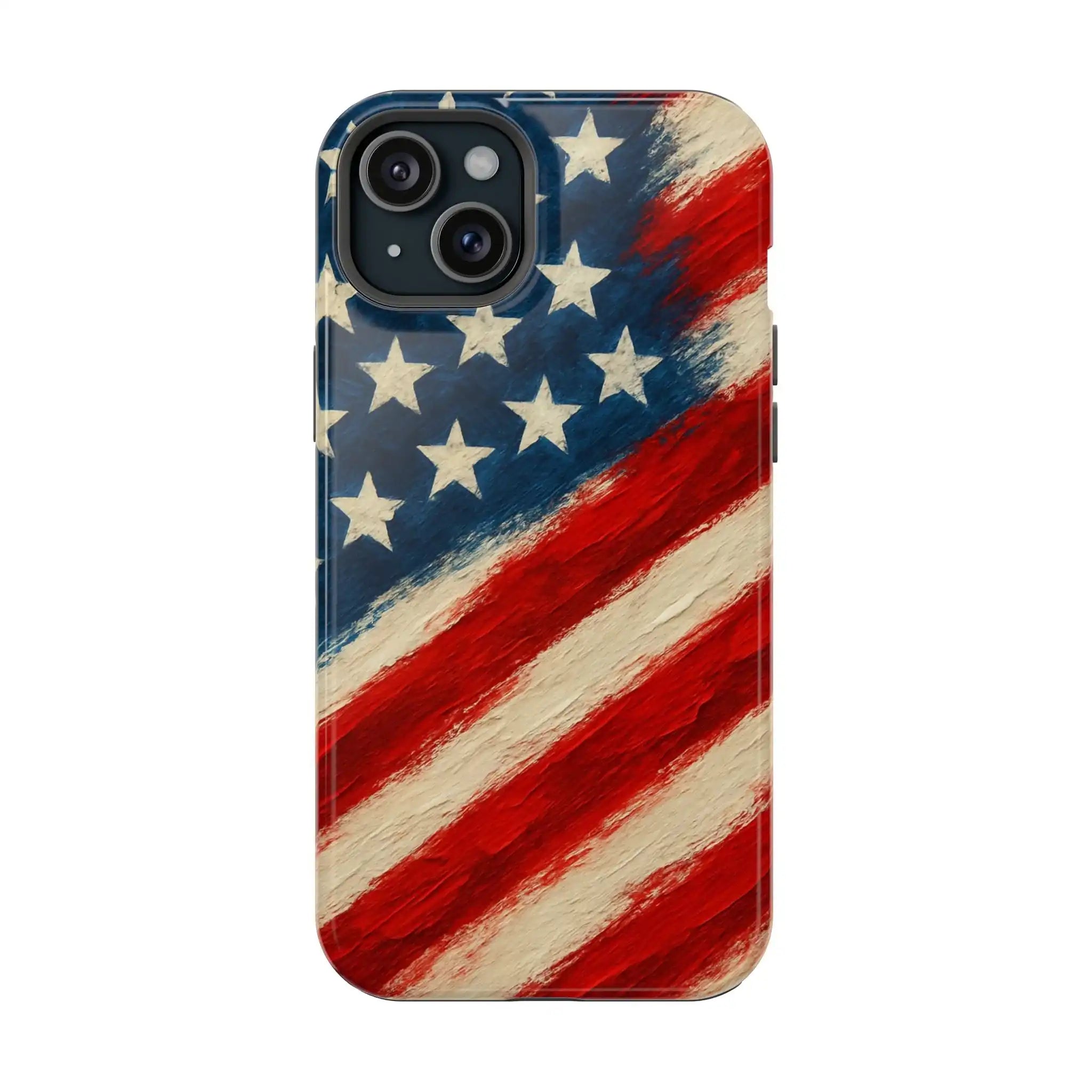 American Flag Tough Phone Case: Show Your Patriotism in Style  Shamo's iPhone 15 Plus / Glossy
