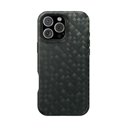 Dark Carbon Fiber Texture Magnetic Impact-Resistant iPhone Case | MagSafe compatible  Shamo's iPhone 16 Pro Max / Matte