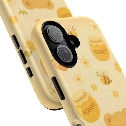 Cute Honey Teddy Bear iPhone Case — Yellow Bee & Honey Pot Design with MagSafe  Shamo's