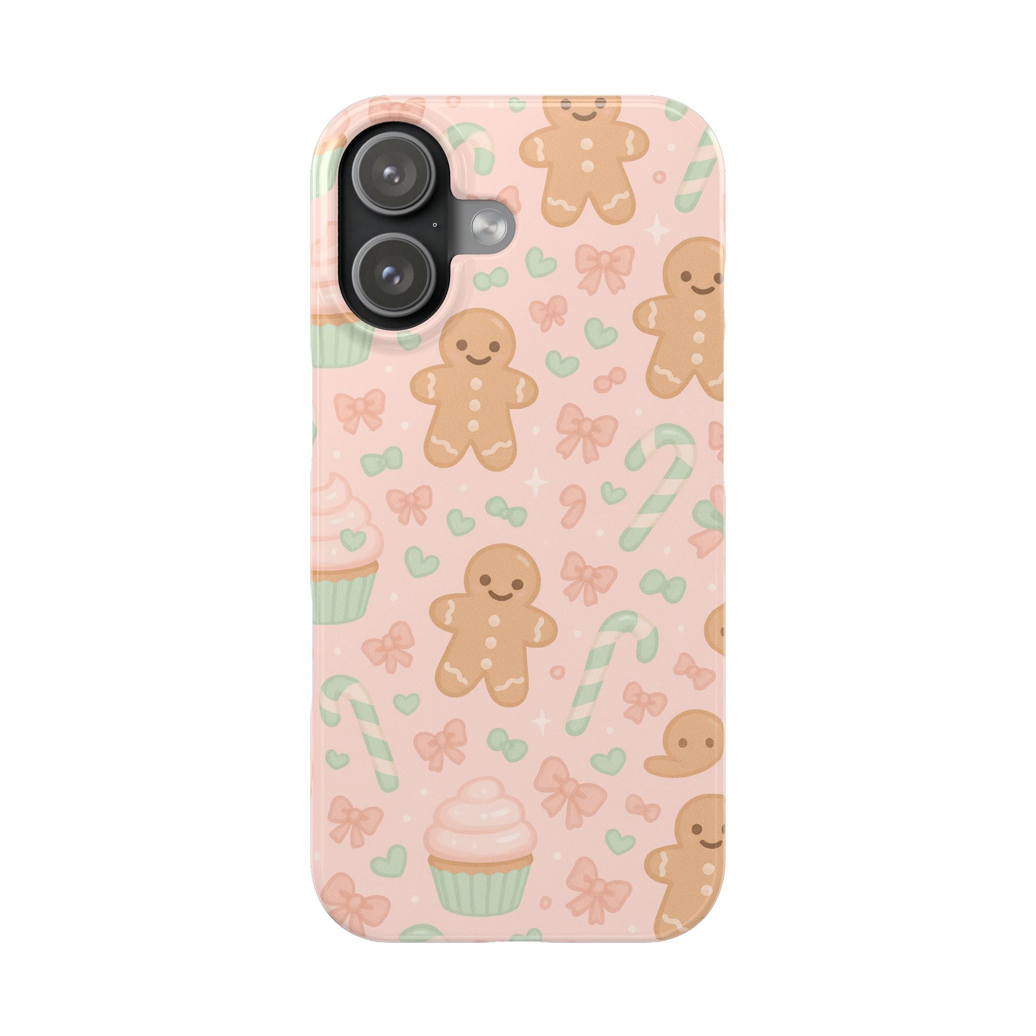 Gingerbread Holiday Slim iPhone Case — Cute Candy Cane & Cupcake Pattern  Shamo's iPhone 17 Pro Max