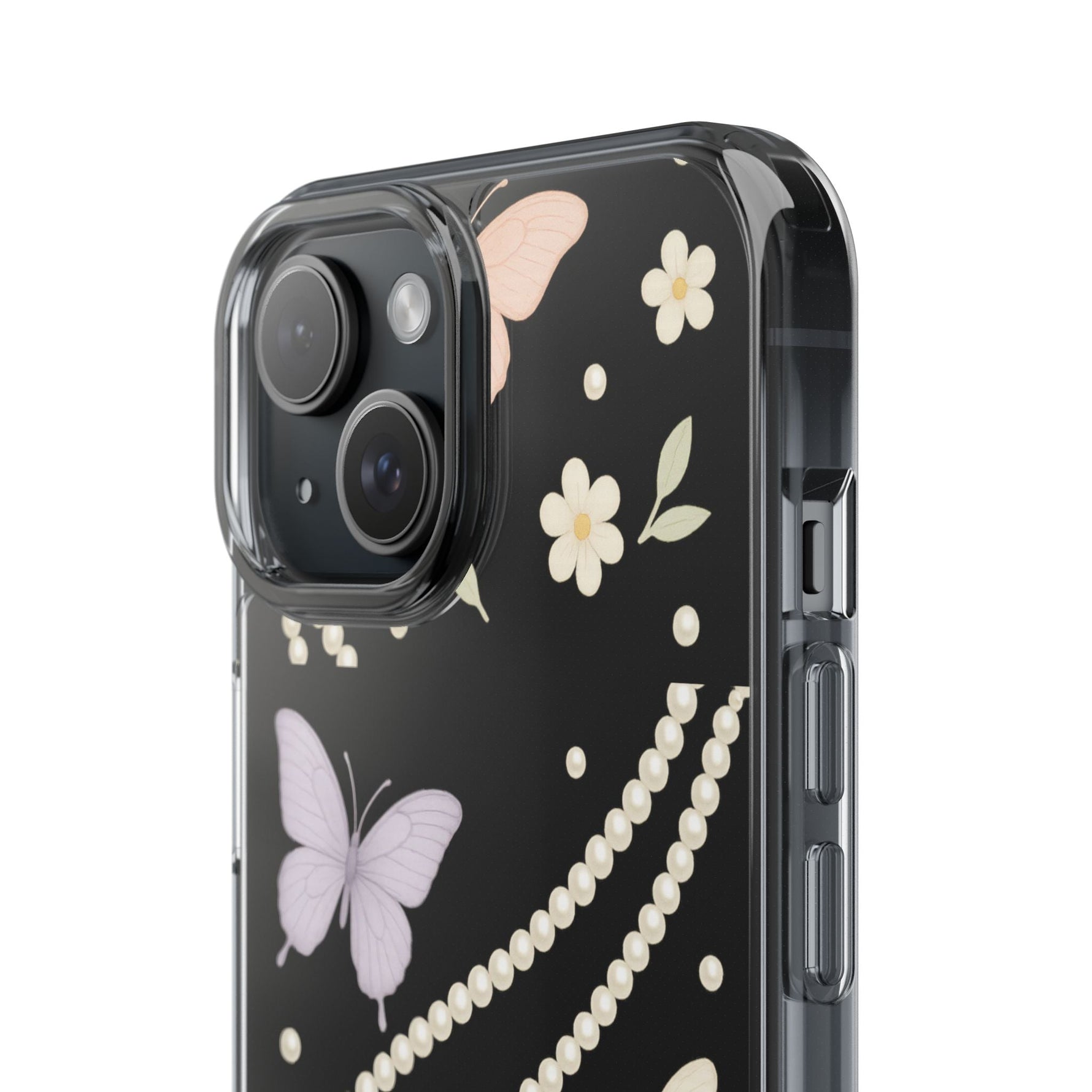 Butterfly Pearl Impact-Resistant Clear iPhone Case  Shamo's