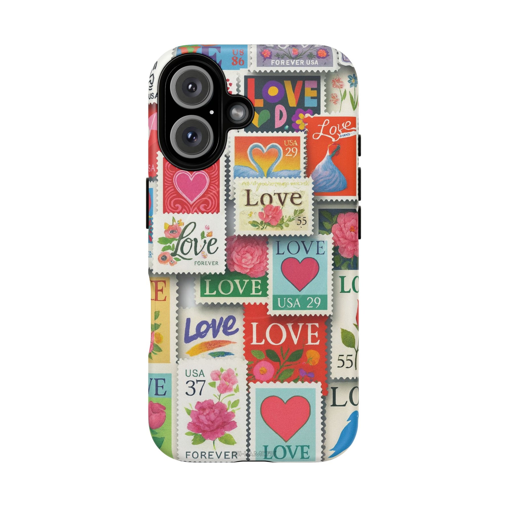 Vintage Romantic Love Stamp iPhone Case | Tough Protection + MagSafe