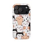 Cute Cartoon Cats & Puppies Phone Case with MagSafe Compatibility