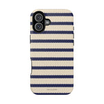 Navy & Cream Ribbed Holiday Sweater Design iPhone Case with MagSafe compatibility