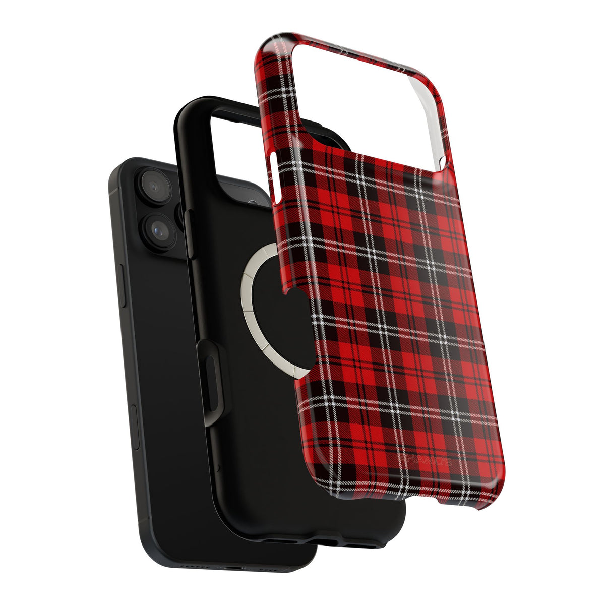 Funda para iPhone resistente a impactos con cuadros escoceses rojos | Compatibilidad con MagSafe