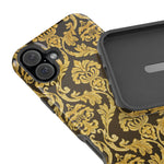 Gold Damask Magnetic Impact-Resistant iPhone Case with MagSafe Compatibility