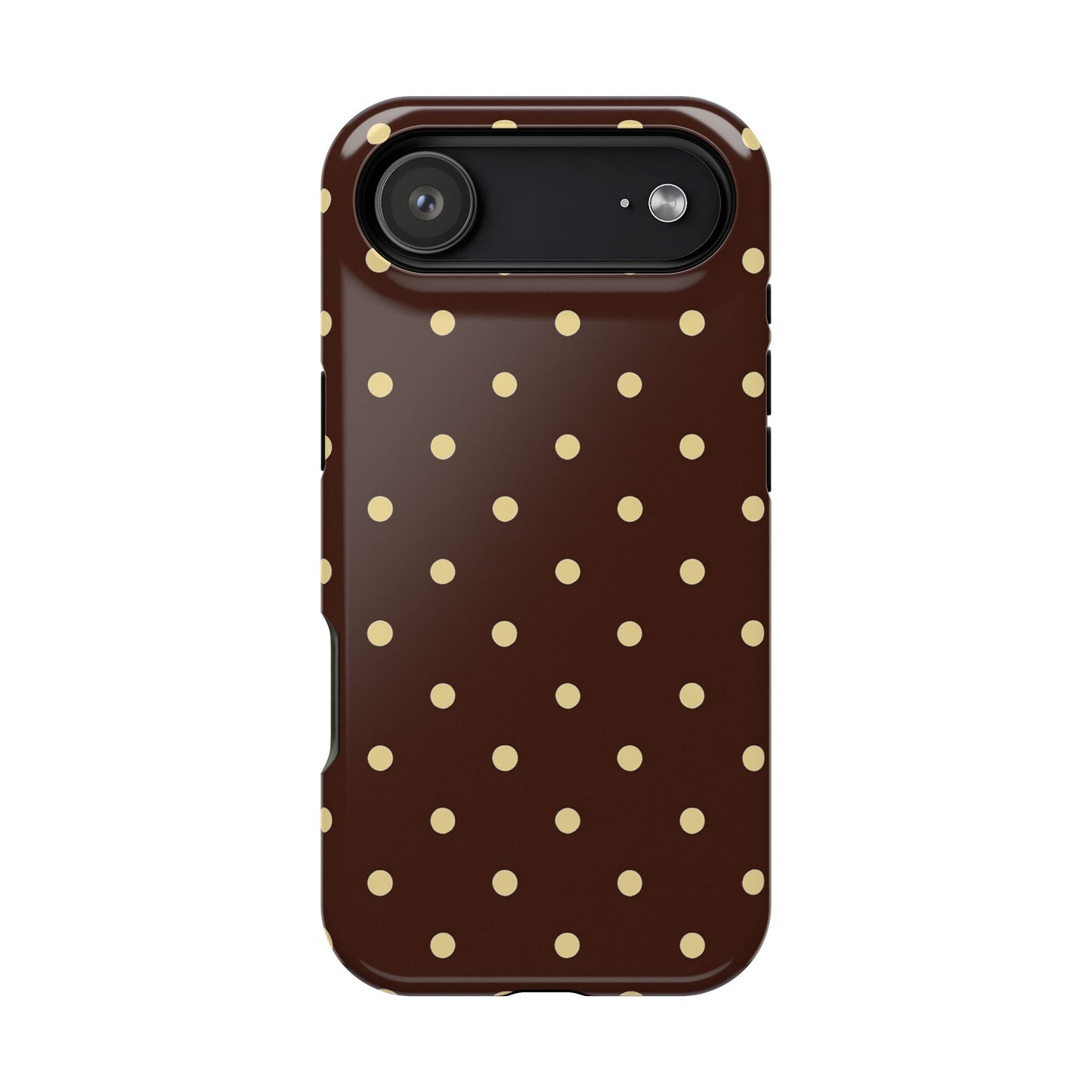 Polka Dot iPhone Case — Brown & Cream Protective Cover with MagSafe compatibility
