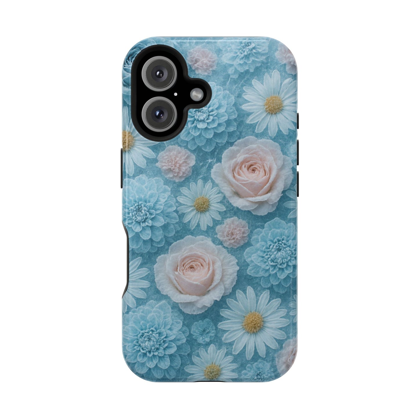 Frozen Floral Rose & Daisy Impact iPhone Case | MagSafe compatible  Shamo's iPhone 16 / Glossy