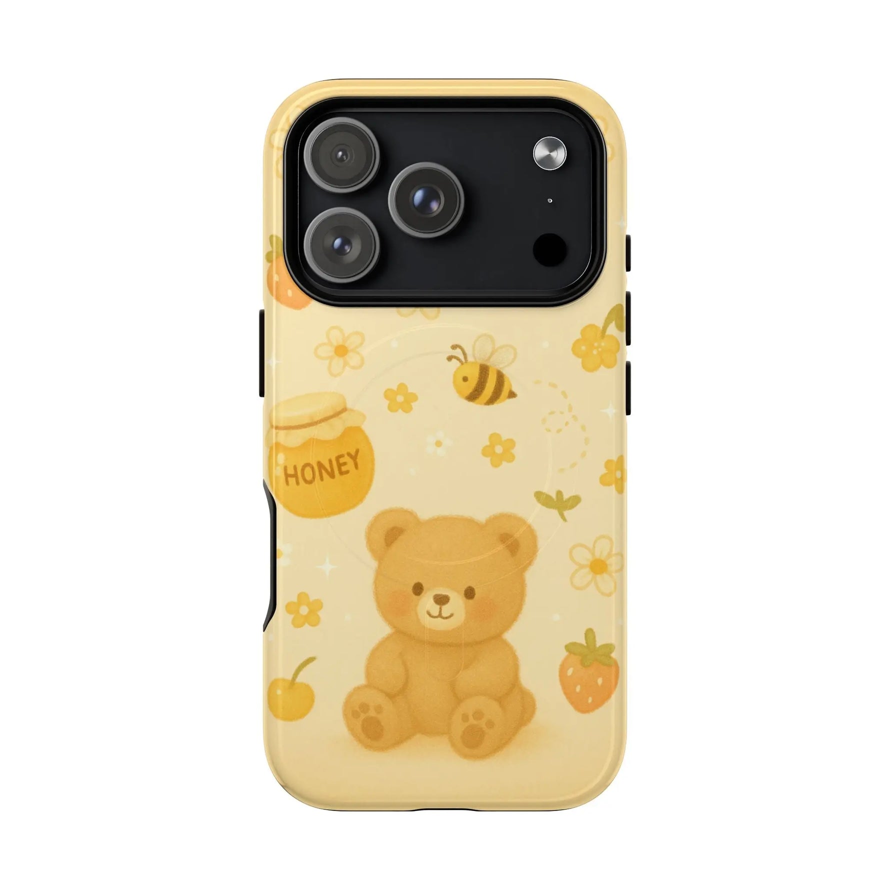 Cute Honey Teddy Bear iPhone Case — Yellow Bee & Honey Pot Design with MagSafe - Shamo's