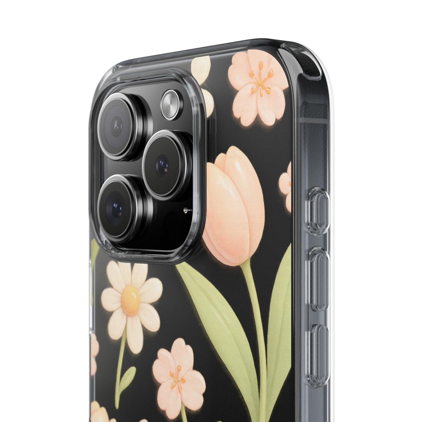 Floral Impact-Resistant Clear iPhone Case