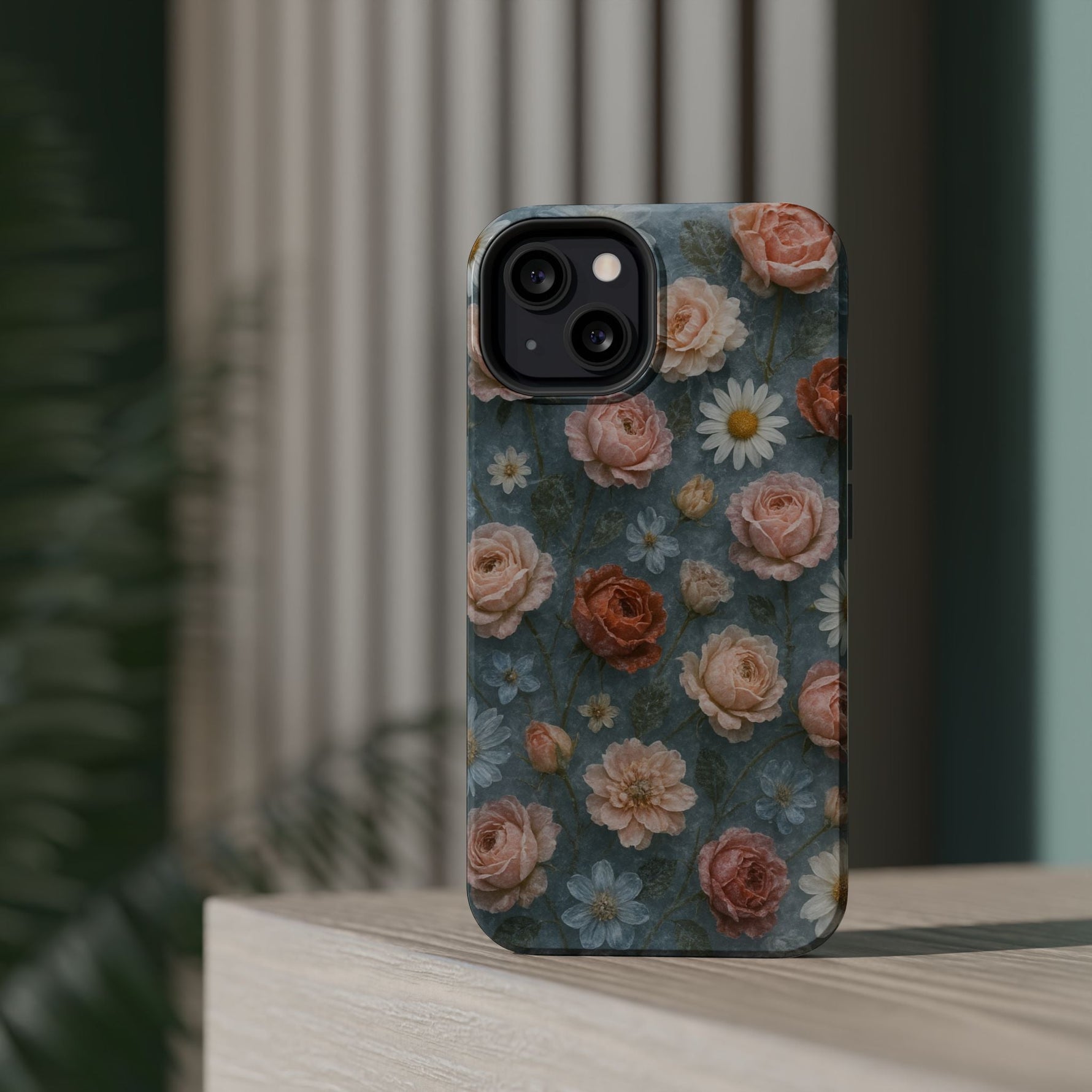 Frozen Floral Vintage Roses & Daisies iPhone Case with MagSafe compatibility  Shamo's