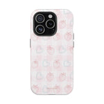 Strawberry Hearts MagSafe Compatible Phone Case | 'Paint it your way' Pink Plaid Impact-Resistant