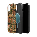 Floral Bookshelf iPhone Case — MagSafe Magnetic, Impact-Resistant