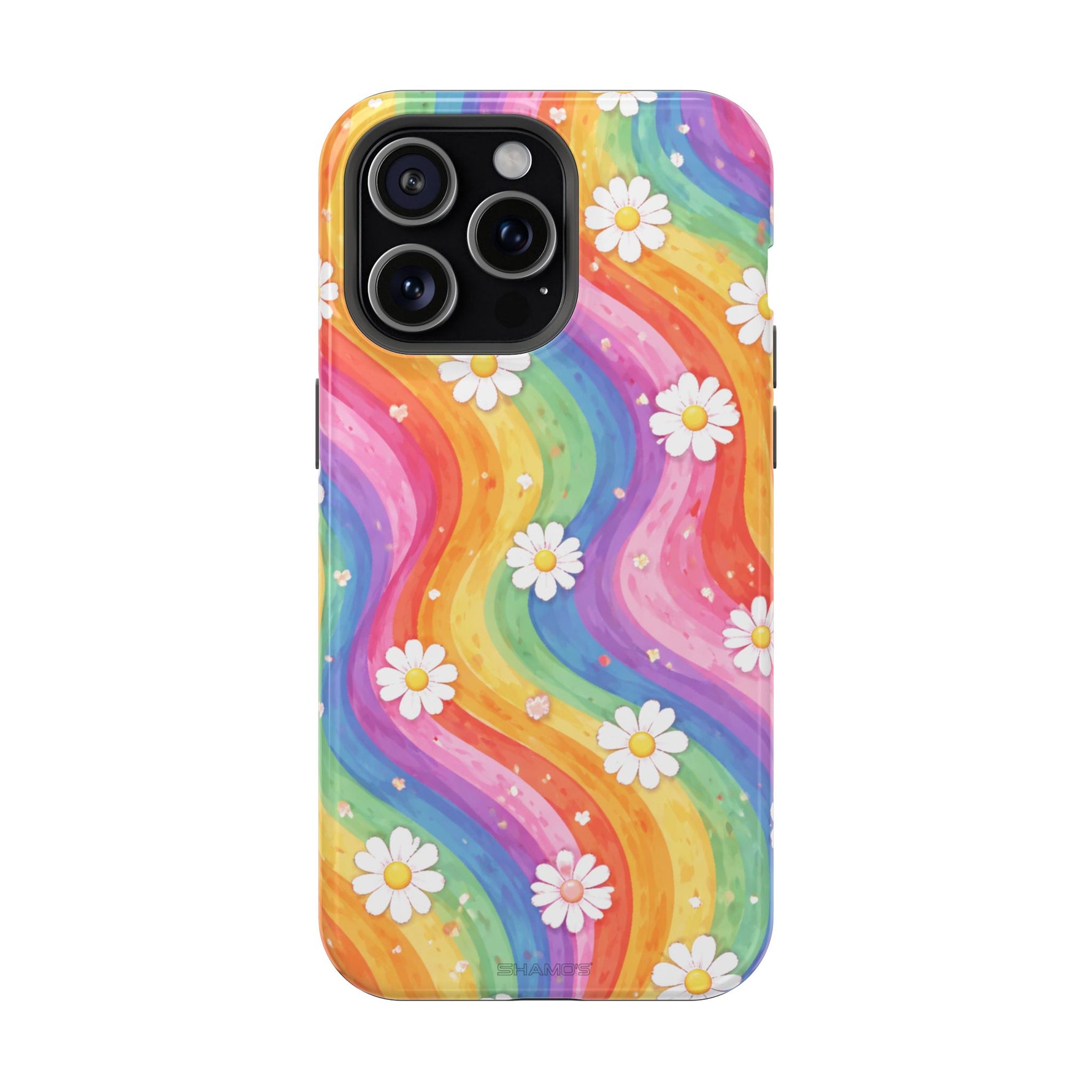 Rainbow Daisy Magnetic Impact-Resistant Phone Case with MagSafe Compatibility - iPhone 15 Pro Max / Glossy - Shamo's