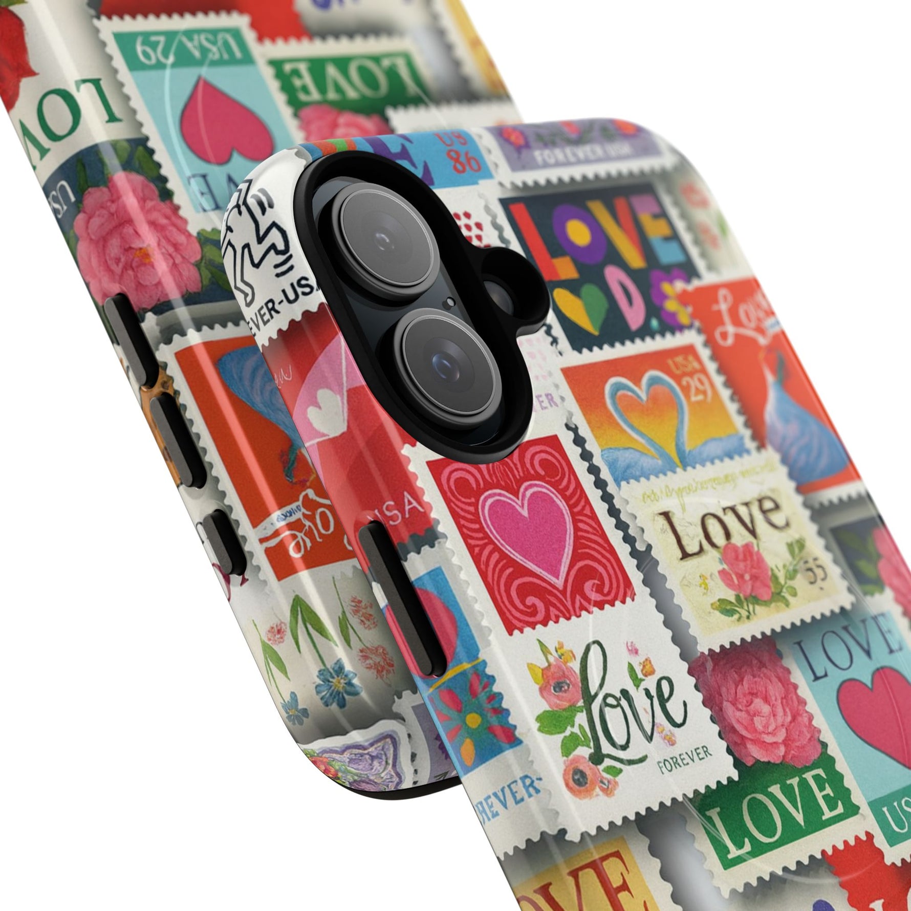 Vintage Romantic Love Stamp iPhone Case | Tough Protection + MagSafe