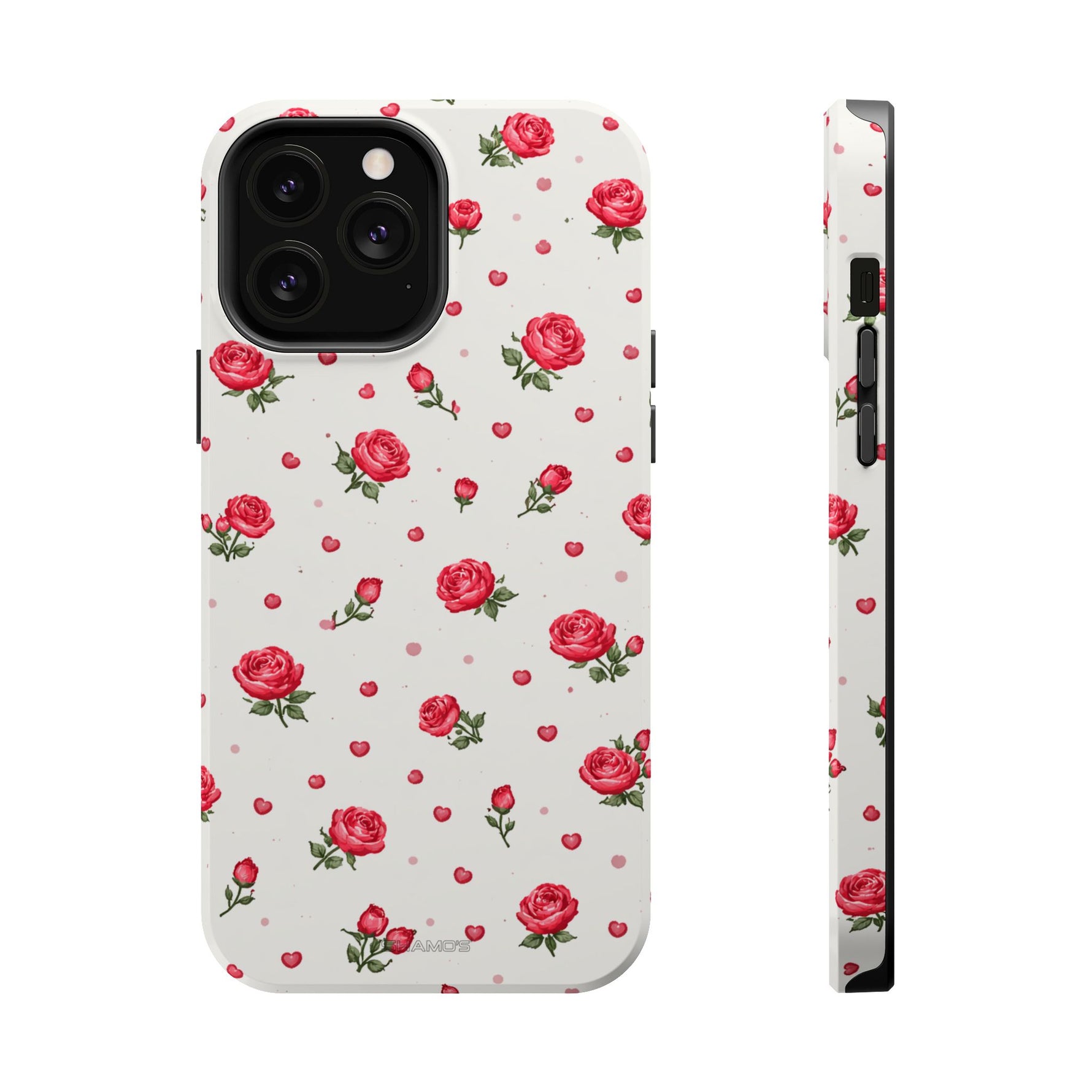 Rose Pattern Impact-Resistant iPhone Case | MagSafe