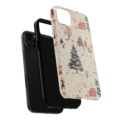 Winter Village Holiday Tough iPhone Case — Vintage Holidays & Snow Scene