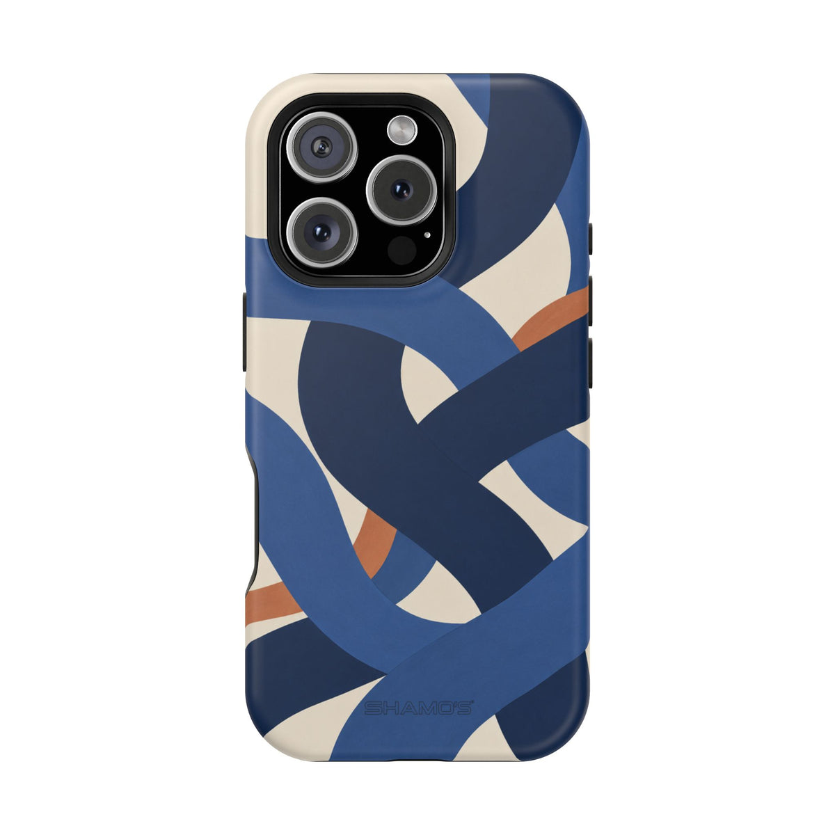 Indigo Loom MagSafe Phone Case – Blue & Ivory Abstract Woven Pattern