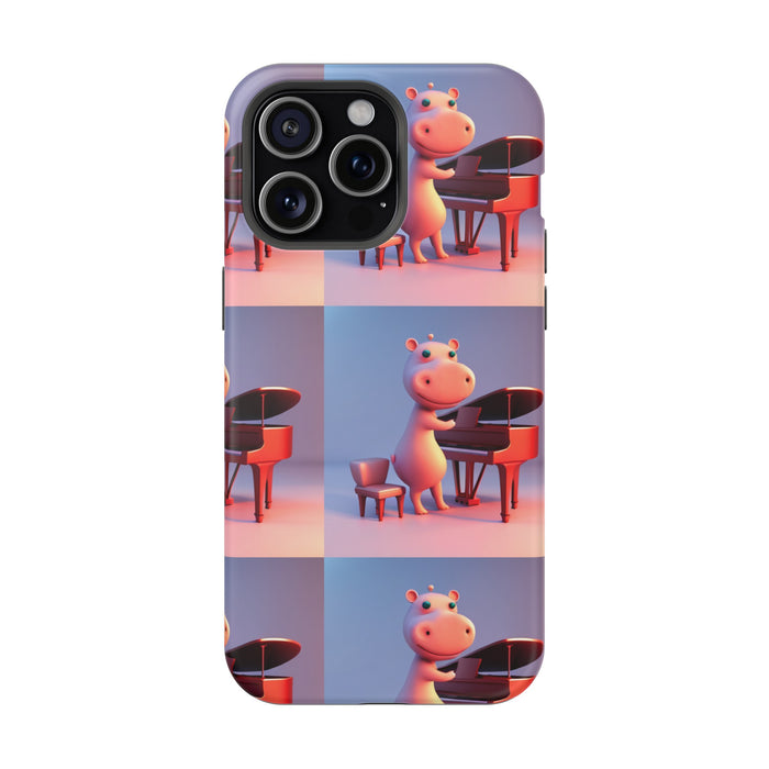 MagSafe Tough Cases with Tiny cute hippo playing a piano