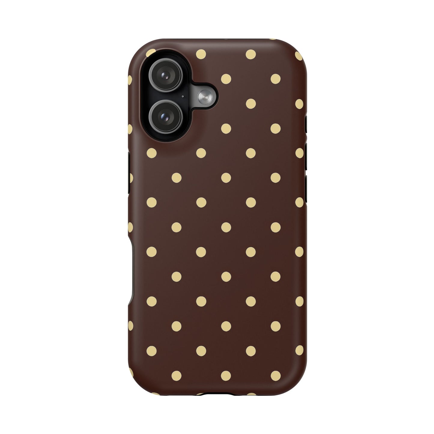 Polka Dot iPhone Case — Brown & Cream Protective Cover with MagSafe compatibility