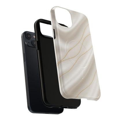 White Silk Gold Luxury iPhone Case with MagSafe