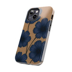 Navy Floral Tough iPhone Case — Durable Protective Case with Blue Flowers on Kraft Background  Shamo's