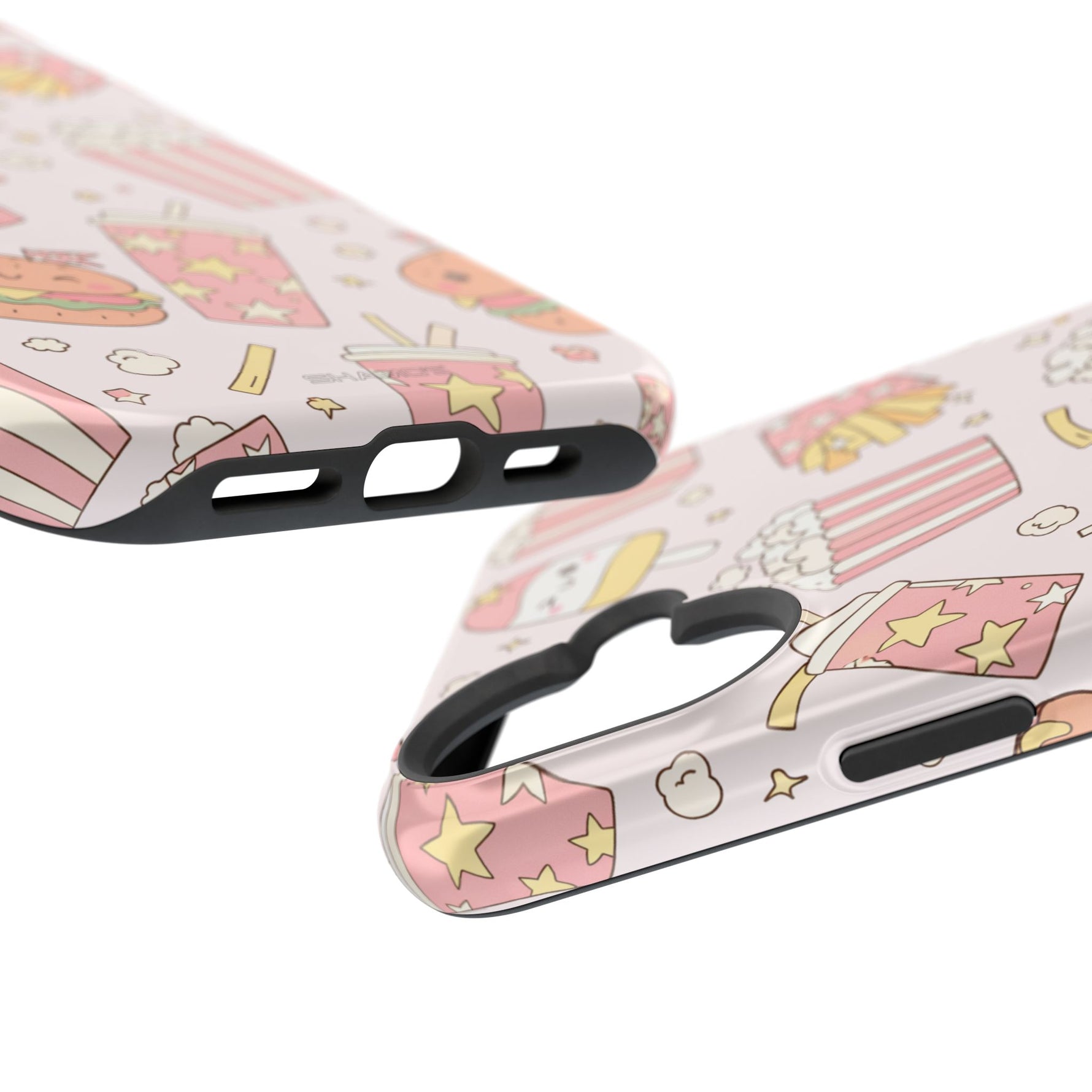 Kawaii Snack Pattern Magnetic Phone Case, Cute Popcorn, Burger & Soda Design with MagSafe Compatibility