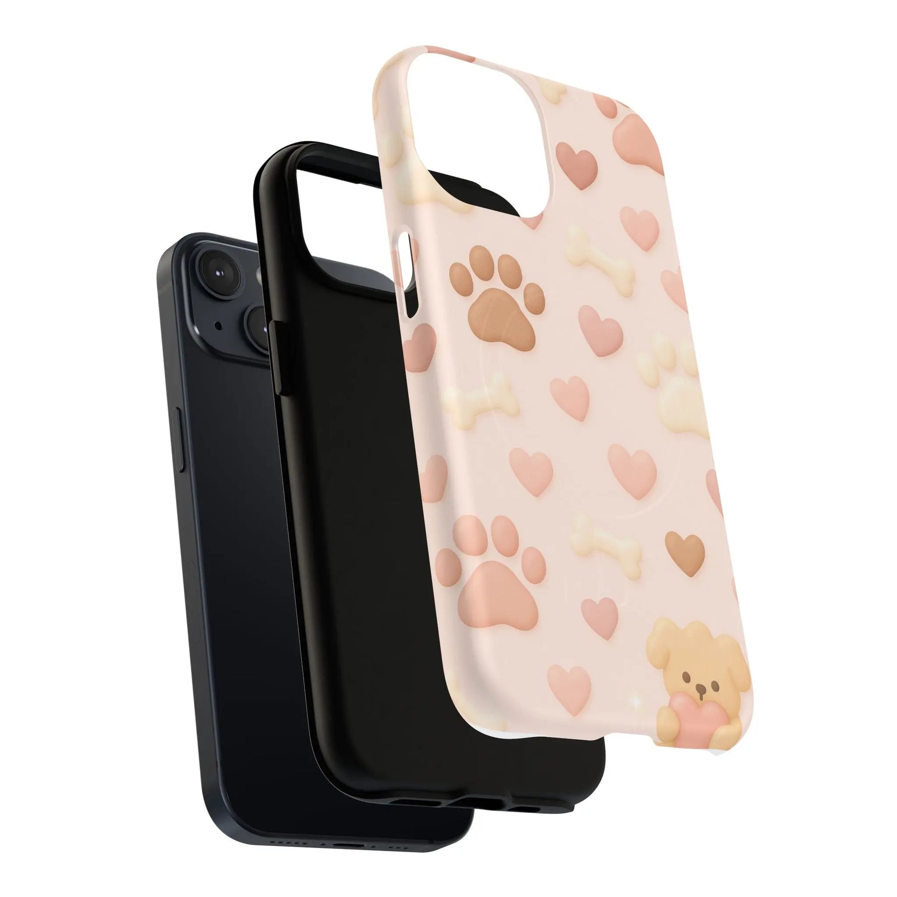 Pet Paw Pattern Phone Case — Pink Puppy Hearts & Bones with MagSafe  Shamo's