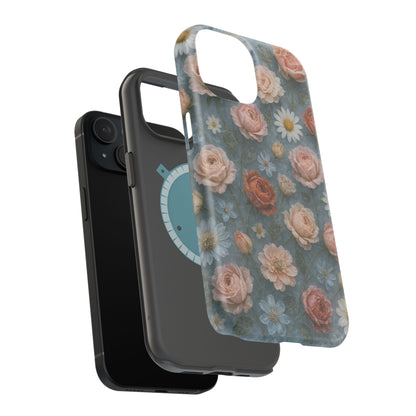 Frozen Floral Vintage Roses & Daisies iPhone Case with MagSafe compatibility  Shamo's