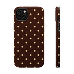 Polka Dot iPhone Case — Brown & Cream Protective Cover with MagSafe compatibility  Shamo's iPhone 14 Plus / Glossy
