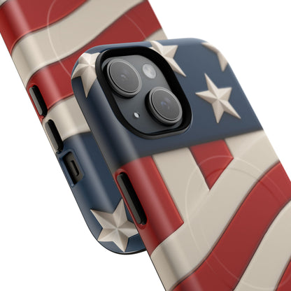 Patriotic iPhone Cases - MagSafe Tough American Flag Design