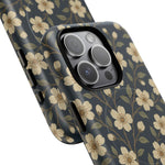 Navy Cherry Blossom Floral iPhone Case - Compatible with MagSafe - Shamo's