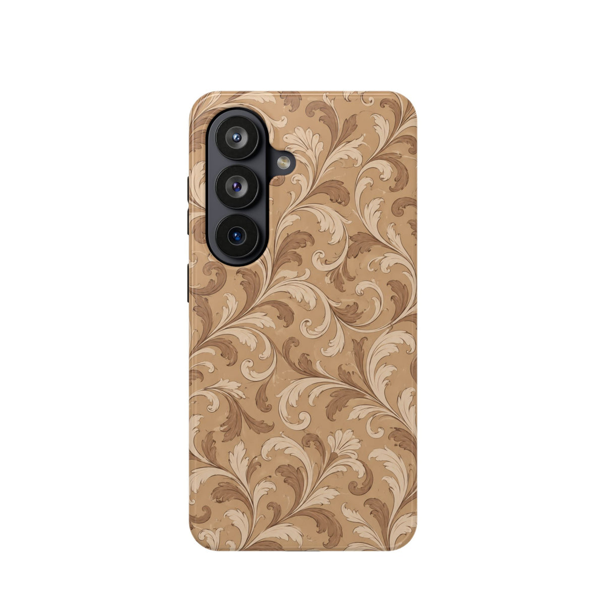 Saddle Scrolls – Tan Western Scrollwork MagSafe Phone Case, glossy Samsung Galaxy S26, rear view