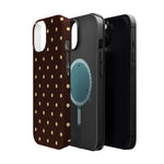 Polka Dot iPhone Case — Brown & Cream Protective Cover with MagSafe compatibility  Shamo's