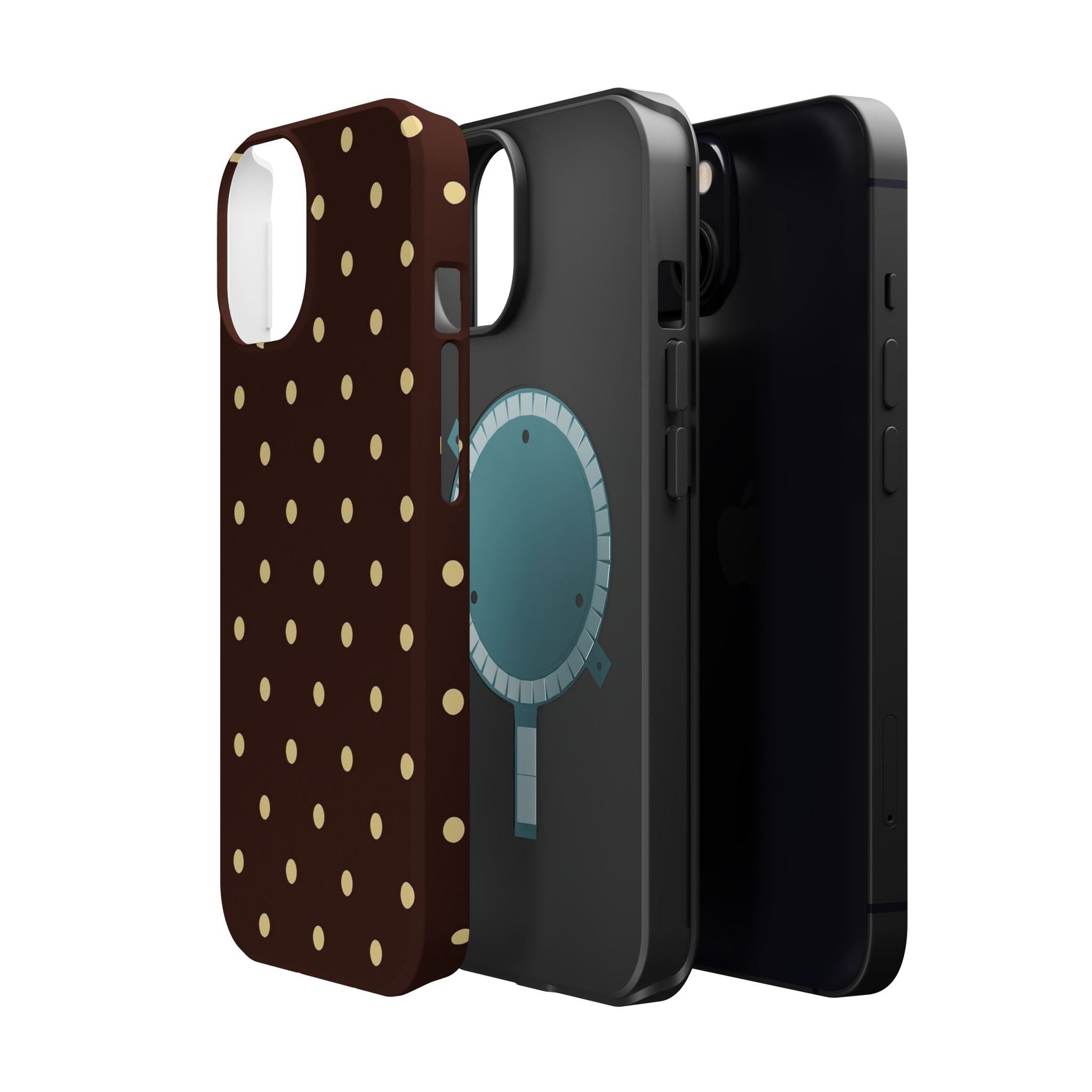 Polka Dot iPhone Case — Brown & Cream Protective Cover with MagSafe compatibility  Shamo's