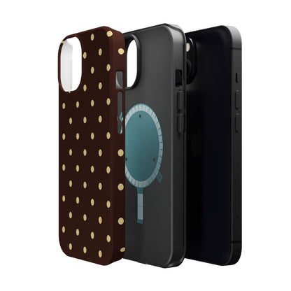Polka Dot iPhone Case — Brown & Cream Protective Cover with MagSafe compatibility