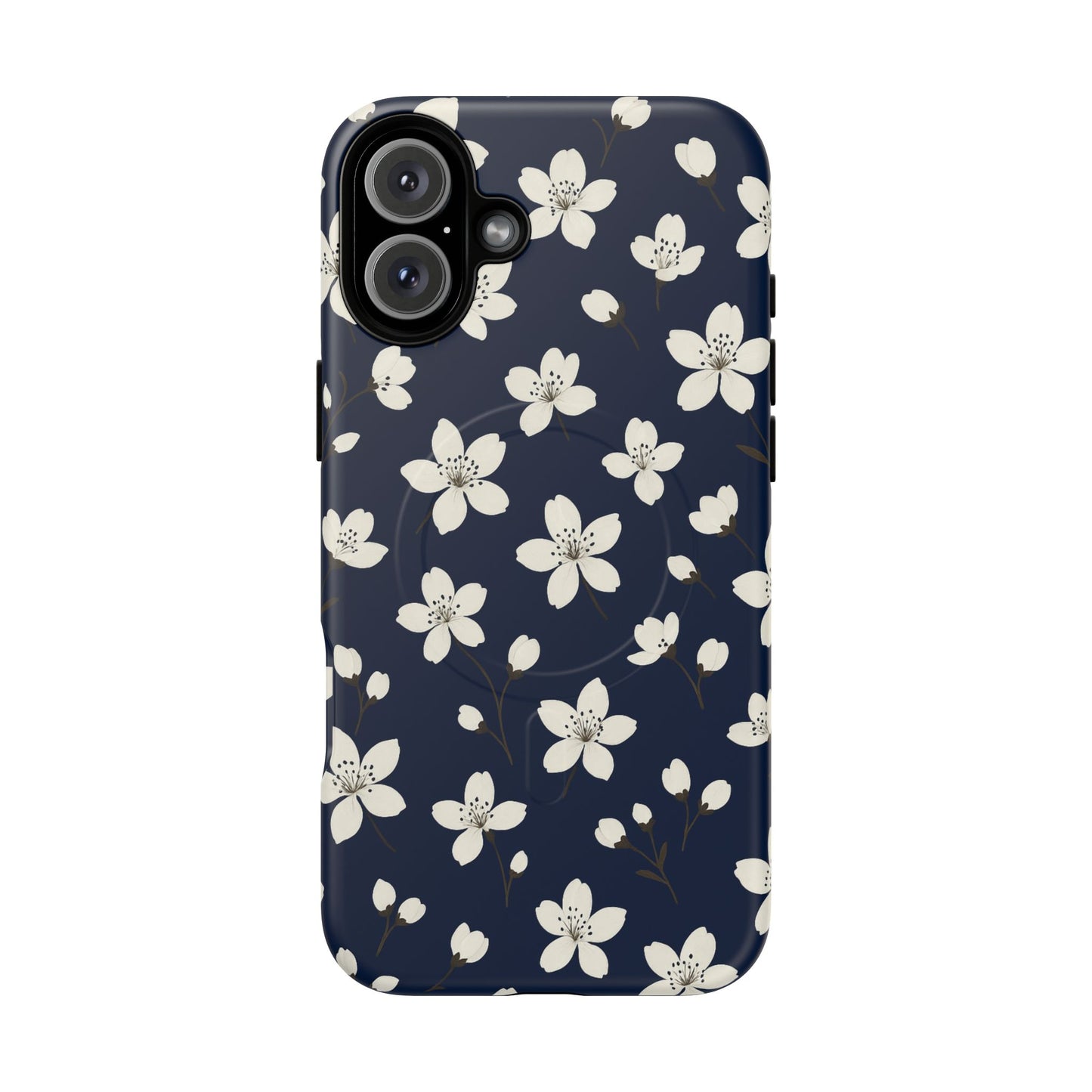Navy Blossom Floral iPhone Case | MagSafe
