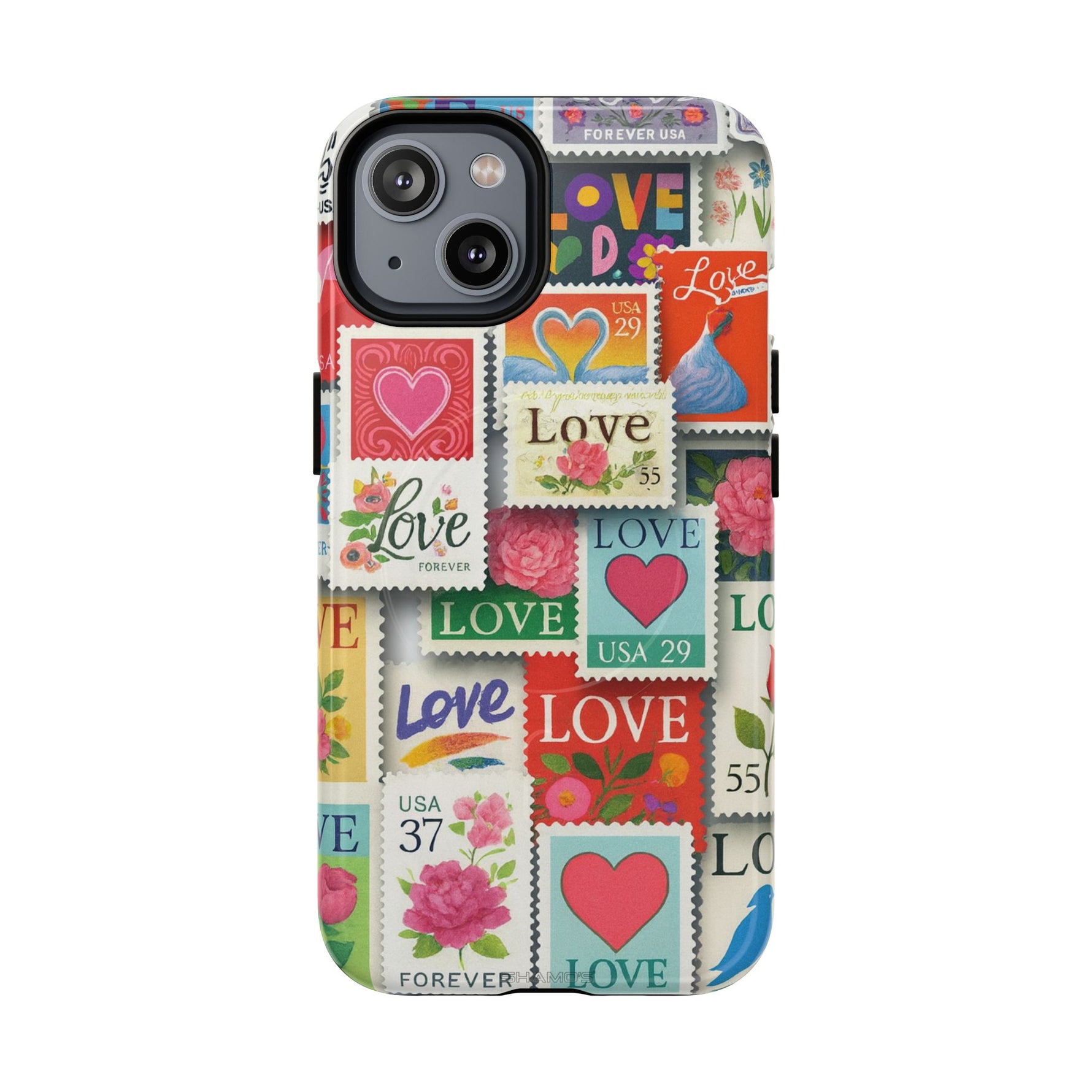Vintage Romantic Love Stamp iPhone Case | Tough Protection + MagSafe