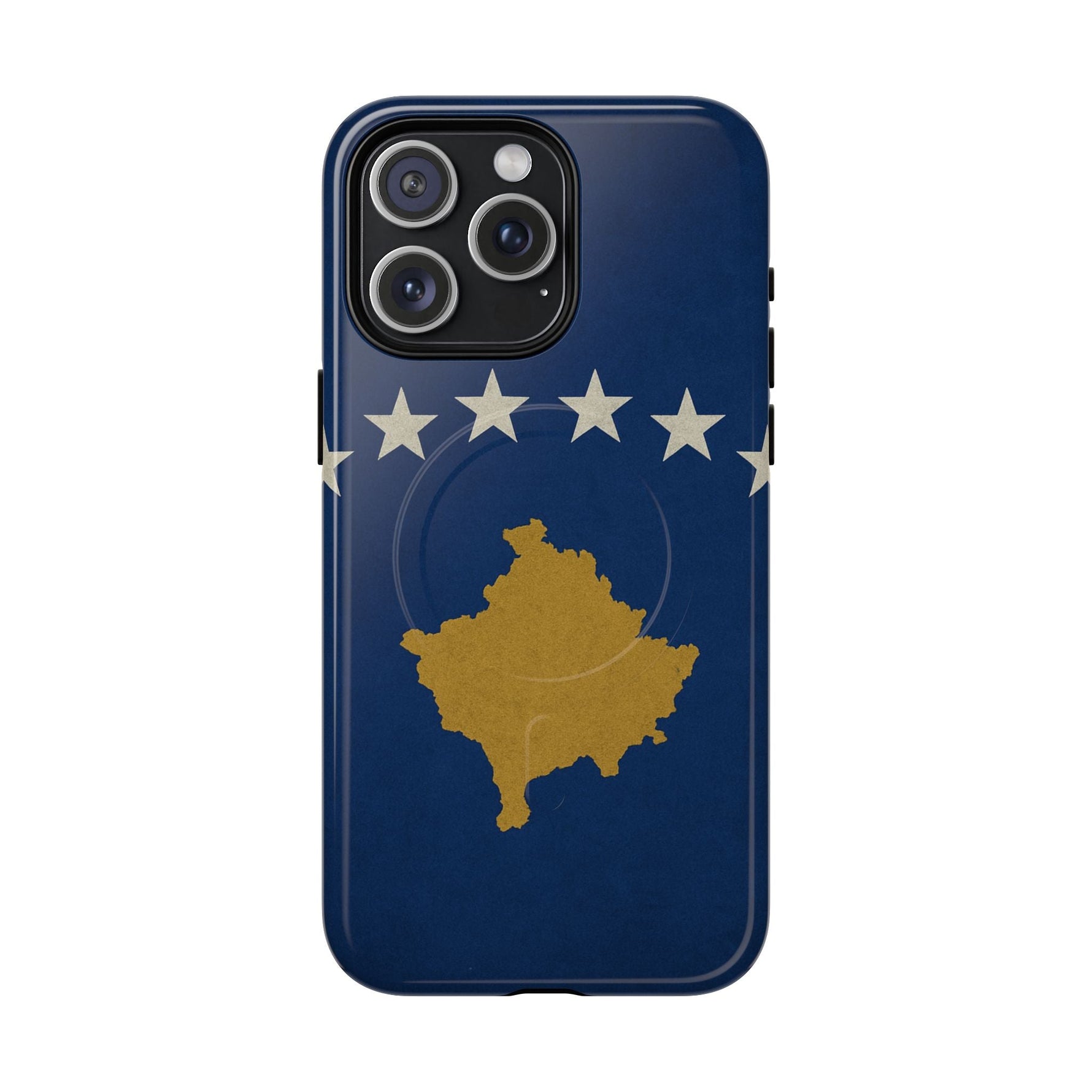 Kosovo Flag Tough iPhone Case — Navy Blue Stars & Gold Map (MagSafe compatible)  Shamo's iPhone 15 Pro Max / Glossy