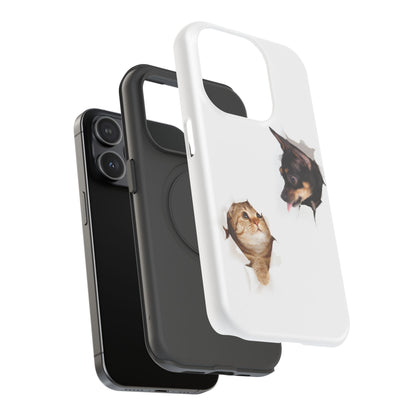 Impact-Resistant Cases with a cat and a dog
