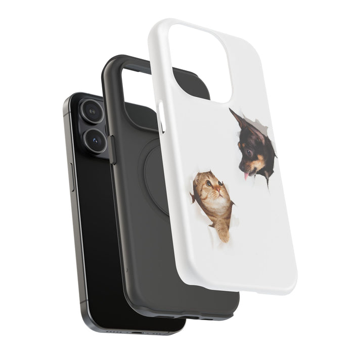Impact-Resistant Cases with a cat and a dog