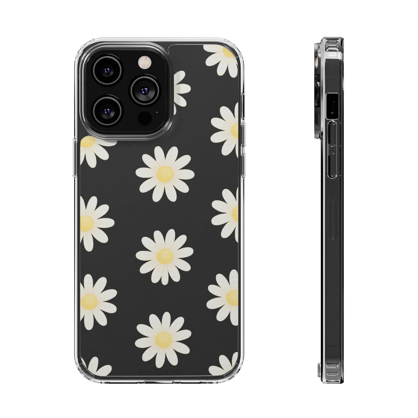 Clear Daisy Floral Phone Case, Impact-Resistant, Anti-Yellowing, Camera & Screen Protection - iPhone 14 Pro Max / Without gift packaging - Shamo's