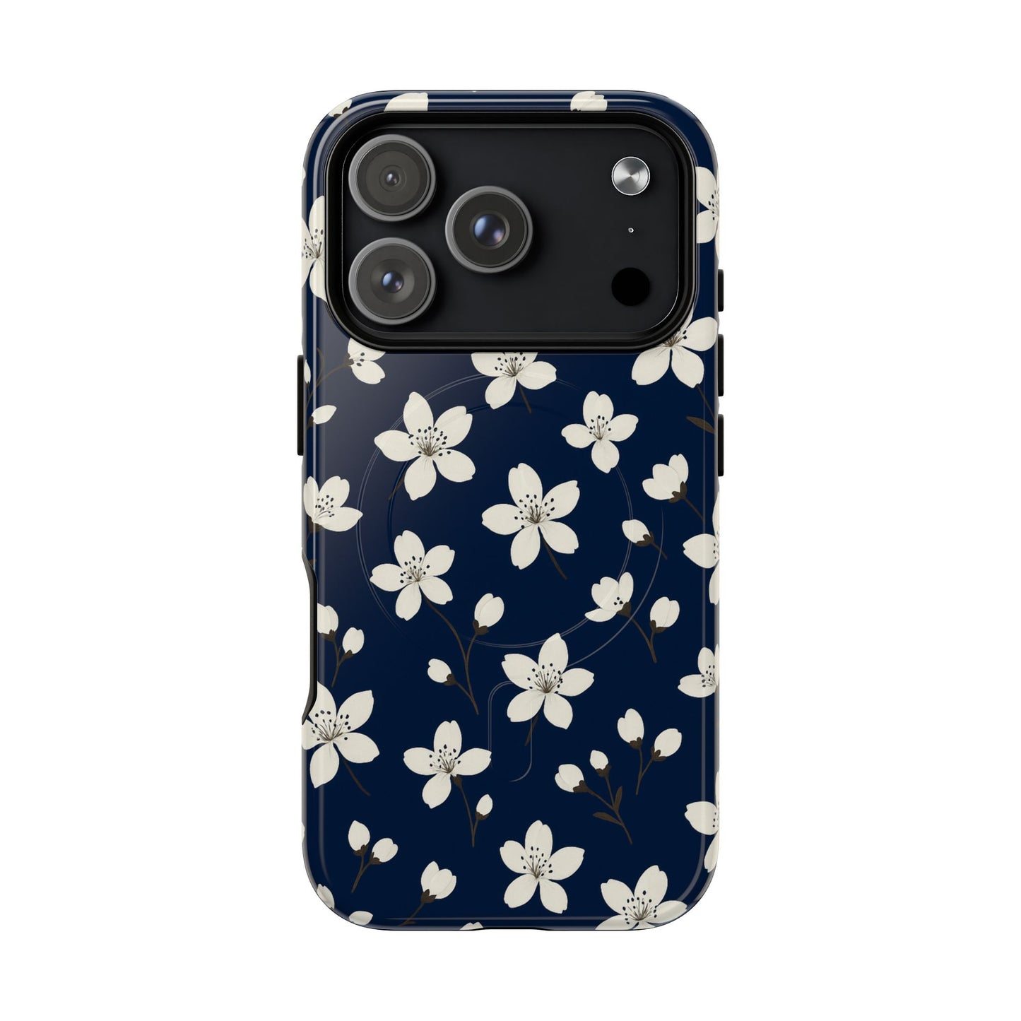 Navy Blossom Floral iPhone Case | MagSafe