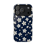 Navy Blossom Floral iPhone Case | MagSafe  Shamo's iPhone 17 Pro / Glossy