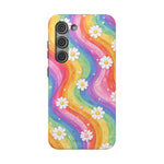 Funda de teléfono resistente a impactos con efecto cascada de colores Rainbow Daisy