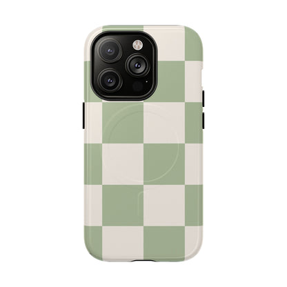 Sage Checkerboard Tough iPhone Case - Compatible with MagSafe