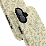 Sage Green Vintage Floral Pattern iPhone Case | MagSafe Compatible - Shamo's