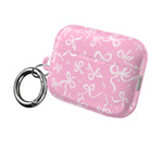 Pink Bow Pattern AirPod Case — Cute Floral Bow Protective Case