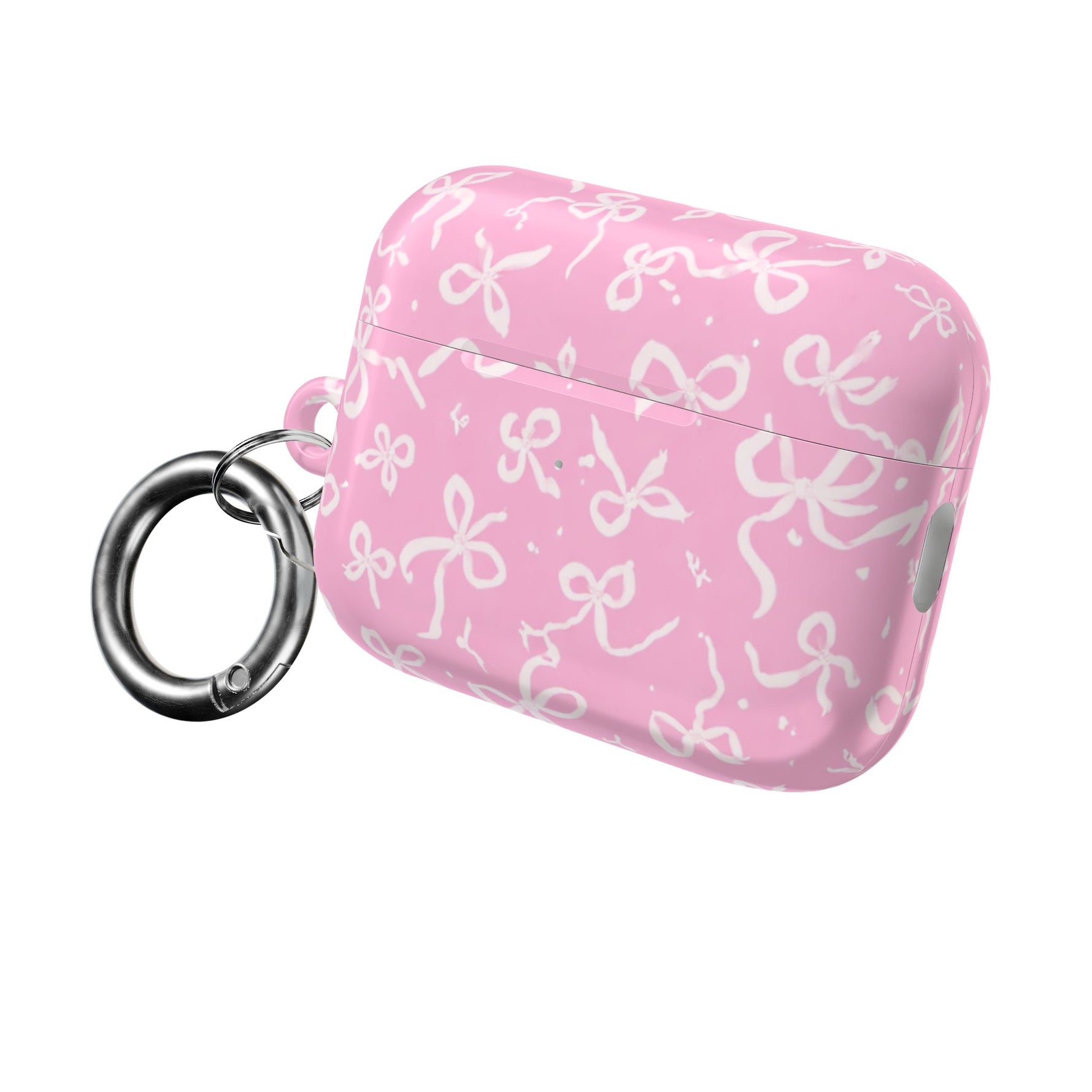 Pink Bow Pattern AirPod Case — Cute Floral Bow Protective Case