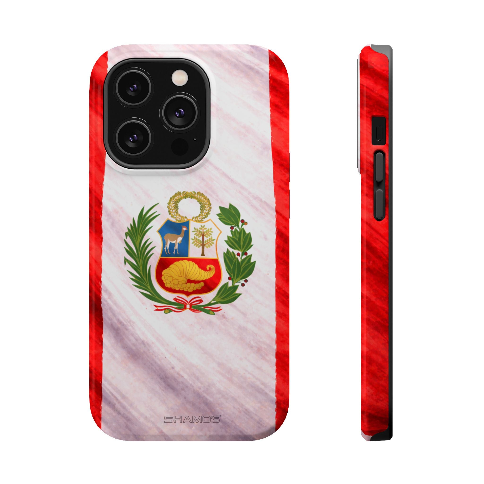 Peru Flag Magnetic Impact-Resistant Phone Case, Protective Patriotic Design, MagSafe Compatible - iPhone 14 Pro / Glossy - Shamo's